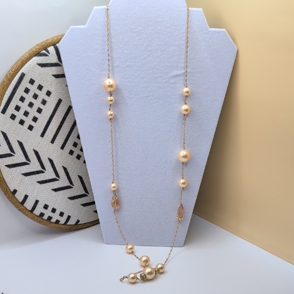 J. Crew Gold Pearl Necklace Minimalist Design - Picture 4 of 4